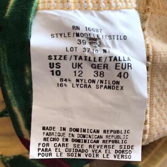 Vintage Tropical Print One Piece Swimsuit - Sz 10 - Picture 12 of 13